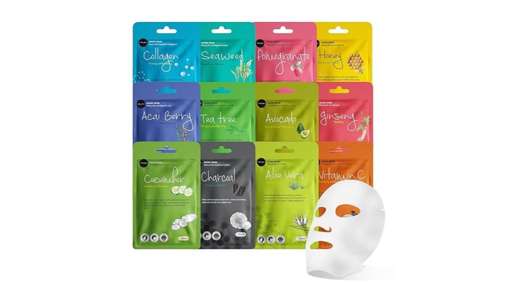12 pack facial sheet masks