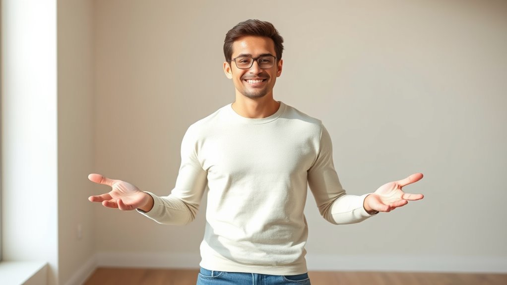 embrace open relaxed gestures