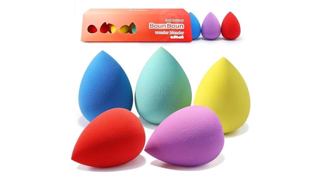 five pack latex free makeup sponges