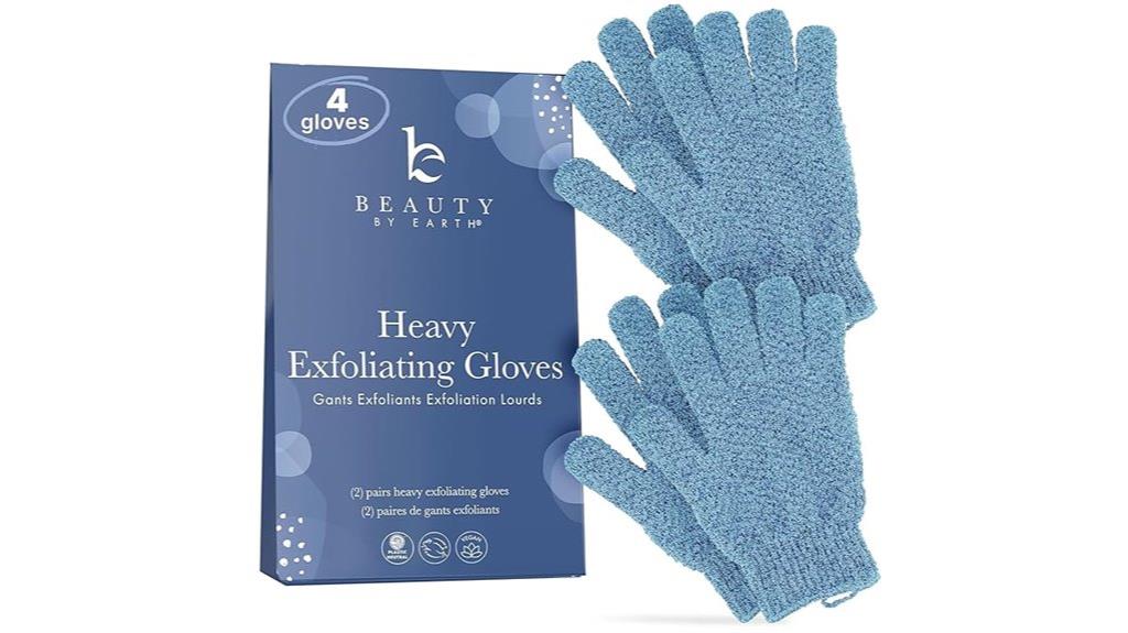 four piece exfoliating glove set