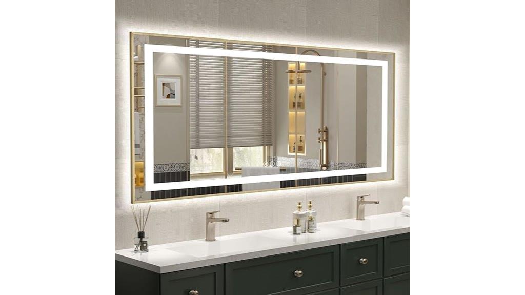 gold framed led bathroom mirror