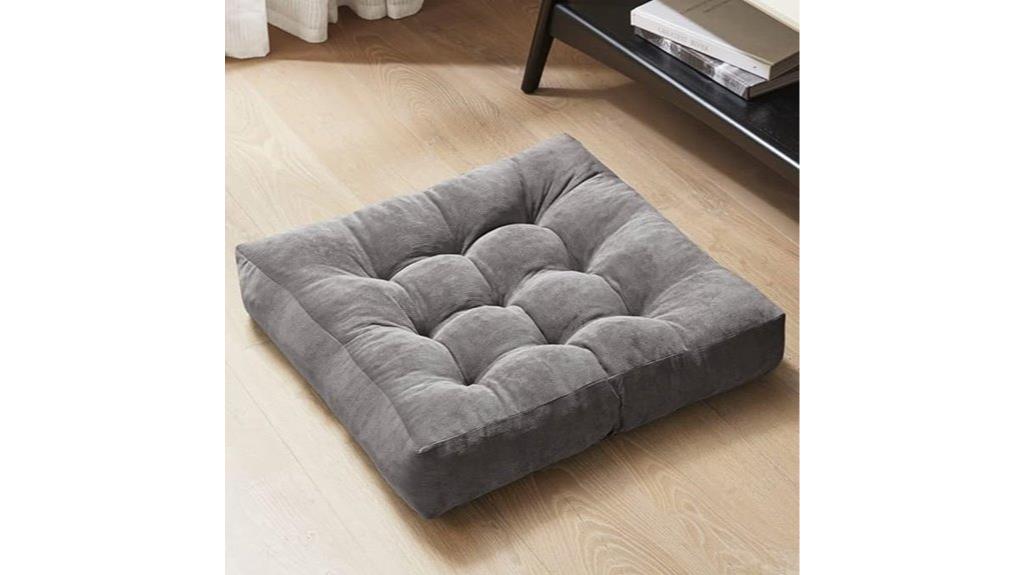 gray tufted corduroy floor pillow