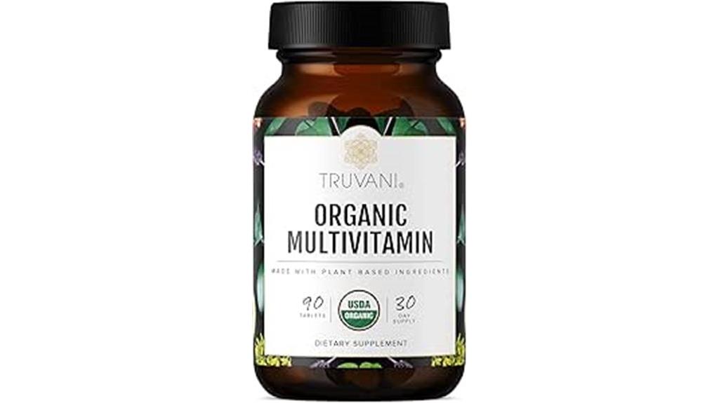 organic multivitamin supplement bottle