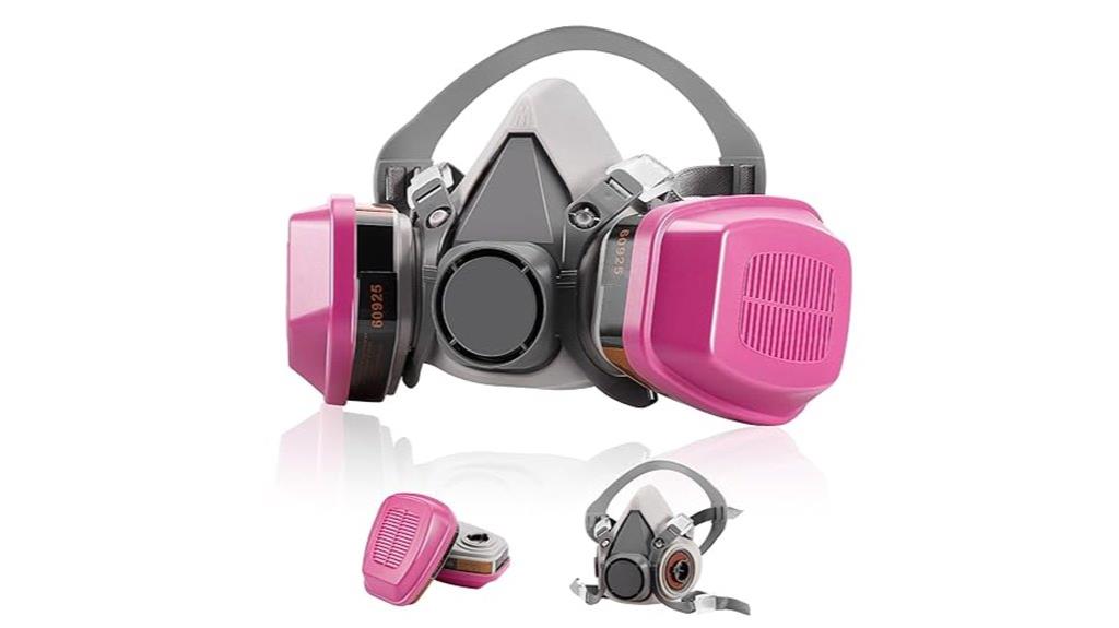 pink chemical gas mask