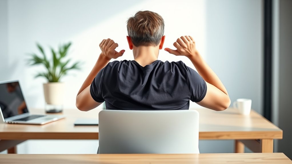 relieve tension with shoulder shrugs