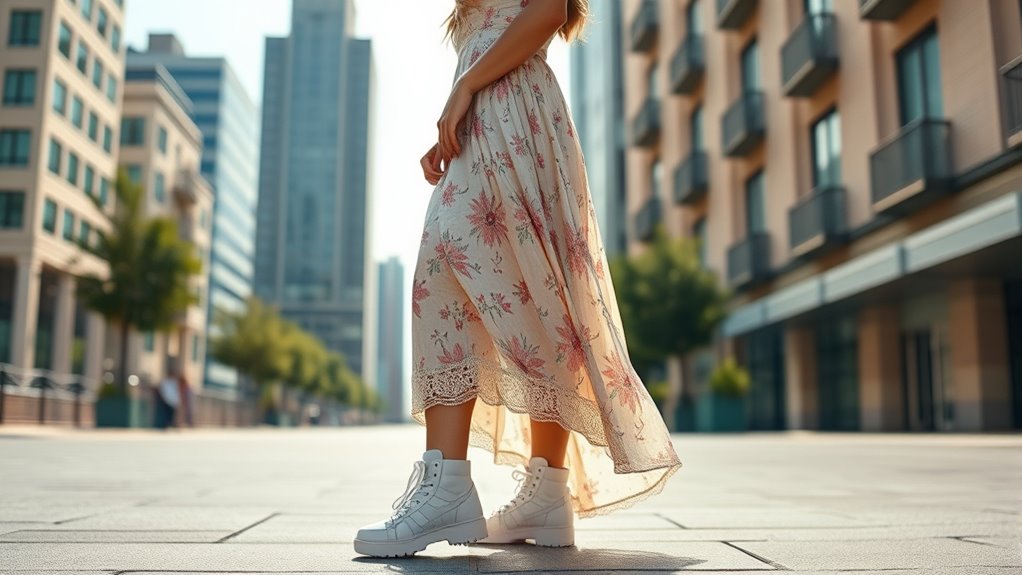 retro sneakers with vintage dresses