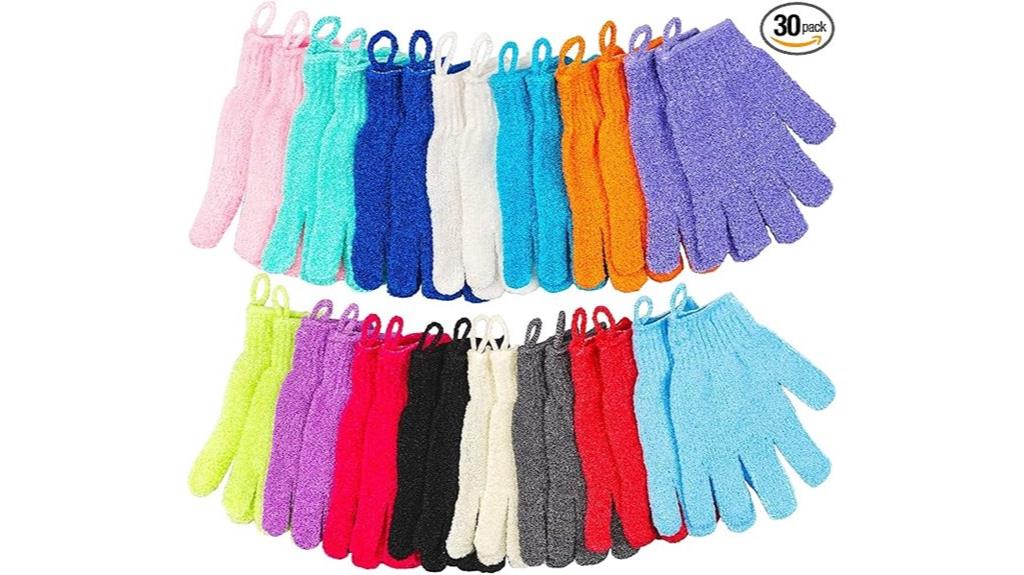 set of 30 exfoliating shower gloves