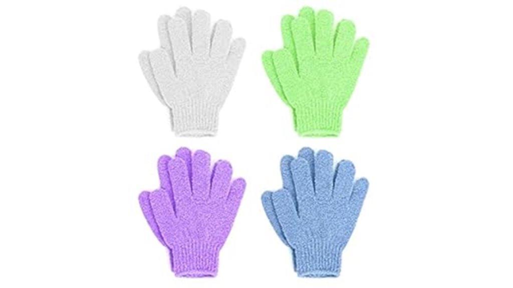 set of four exfoliating gloves