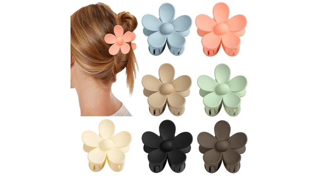 set of seven floral hair clips