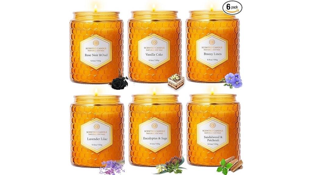 six jar soy candles