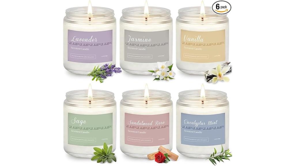 six scented aromatherapy candles
