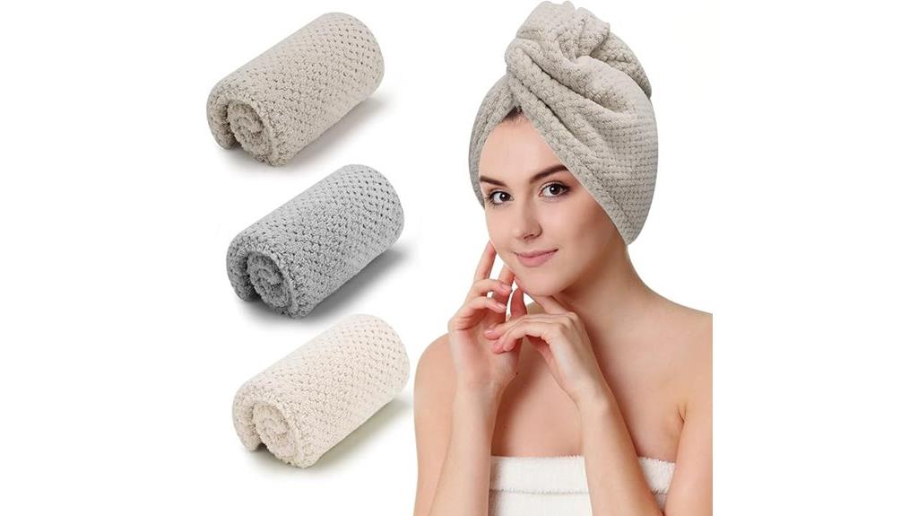 triple pack microfiber hair towels