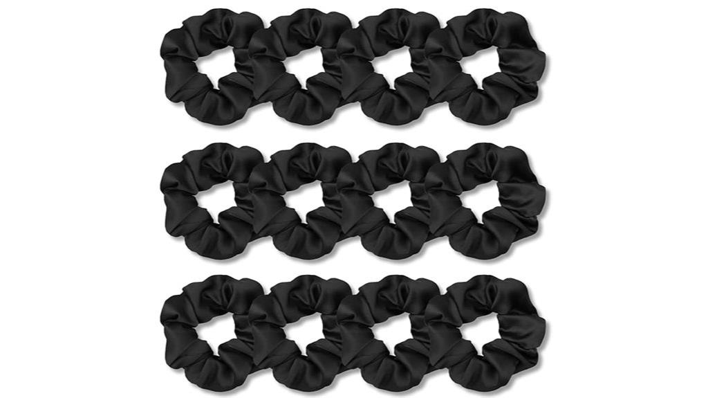 set of twelve satin hair ties