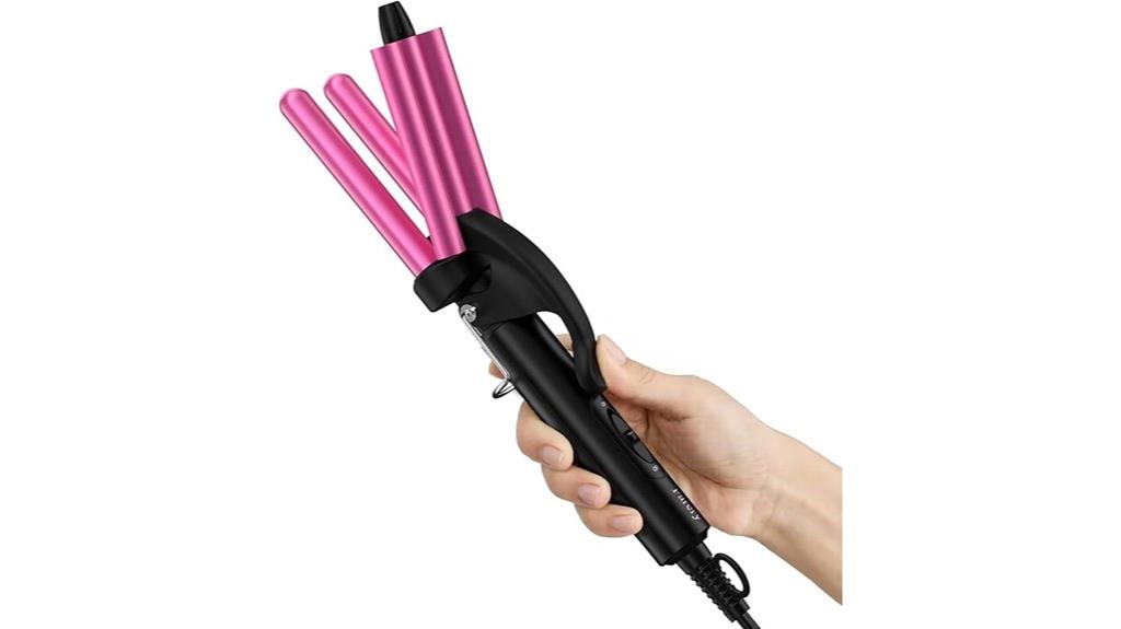 travel sized triple barrel crimper