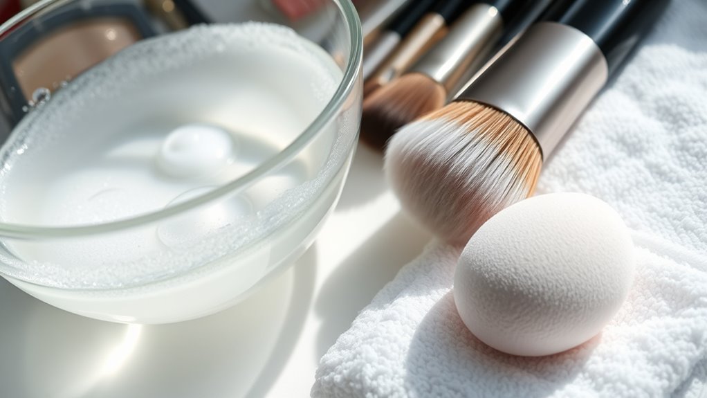 clean brushes sponge thoroughly