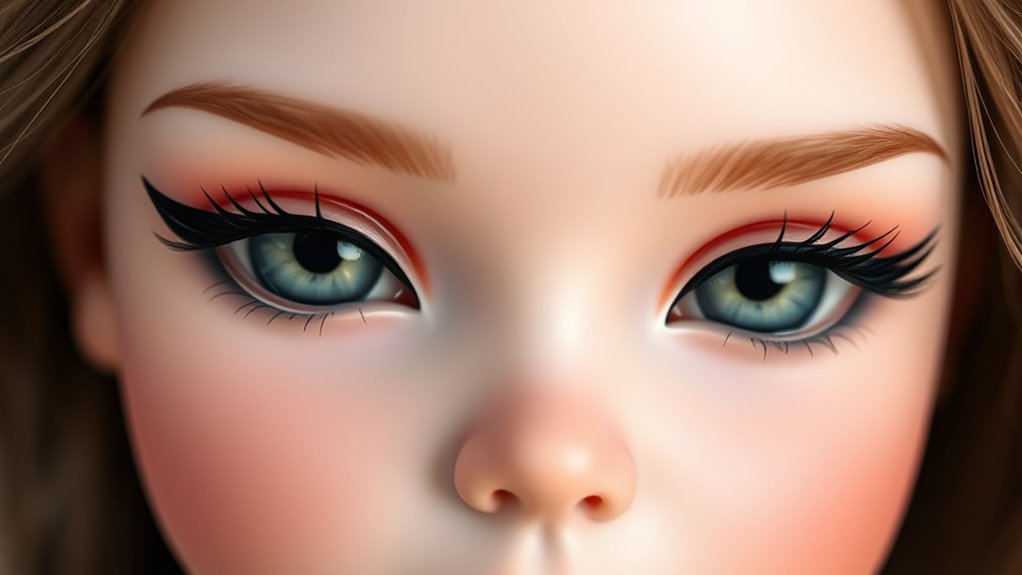 perfectly precise doll like eyes
