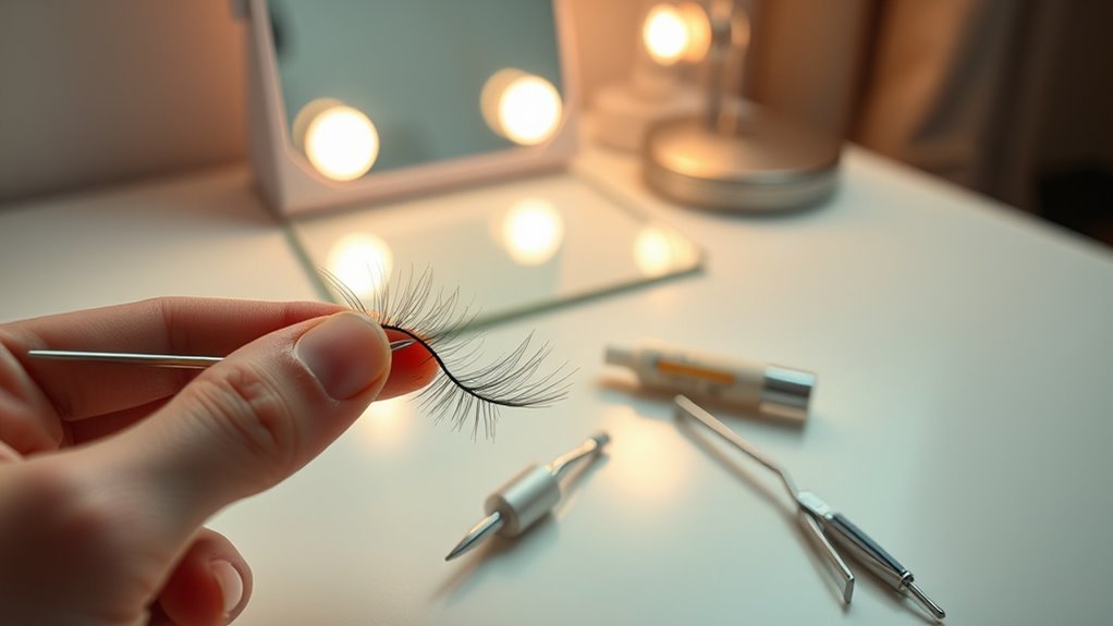 prepare lashes and workspace