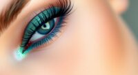 applying vibrant false lashes