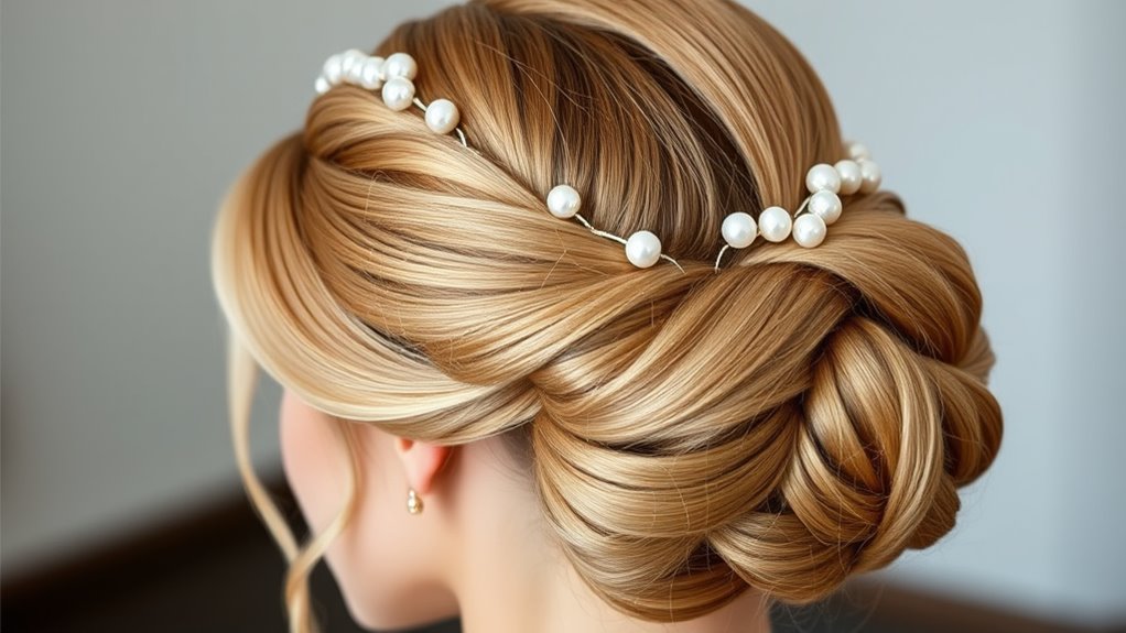 elegant pearl updo styling