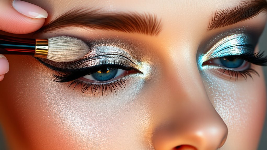 enhance eyes with metallic shimmer
