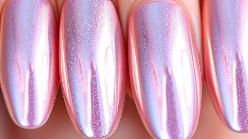 shiny metallic glazed nails