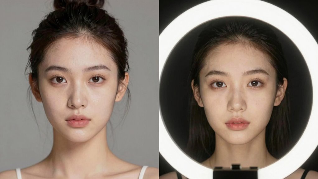 lighting comparison for skin flatness