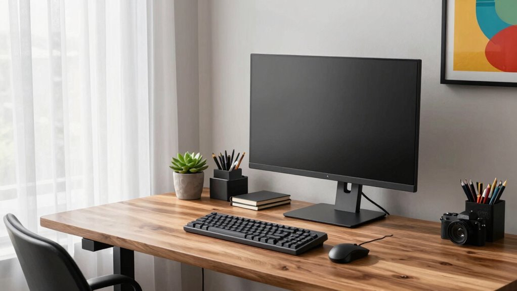 ergonomic organized well lit workspace