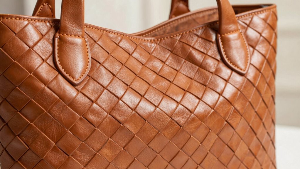 trendy woven leather totes